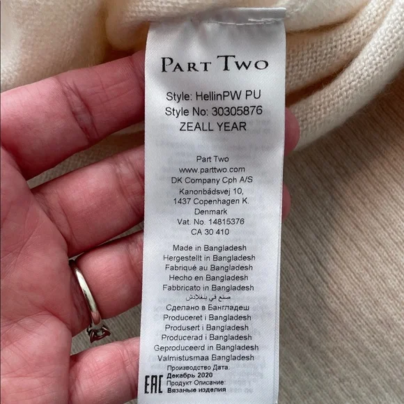 Part Two Copenhagen 100% Cashmere Soft Cream V-Neck Sweater size Large - Picture 7 of 13